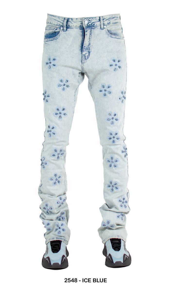 FOCUS DENIM TEAR DROPS FLOWERS