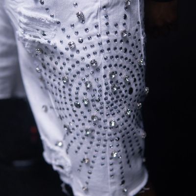 HUDSON SPLATTER STUD &amp; FANCY STONE BULL DENIM SHORT