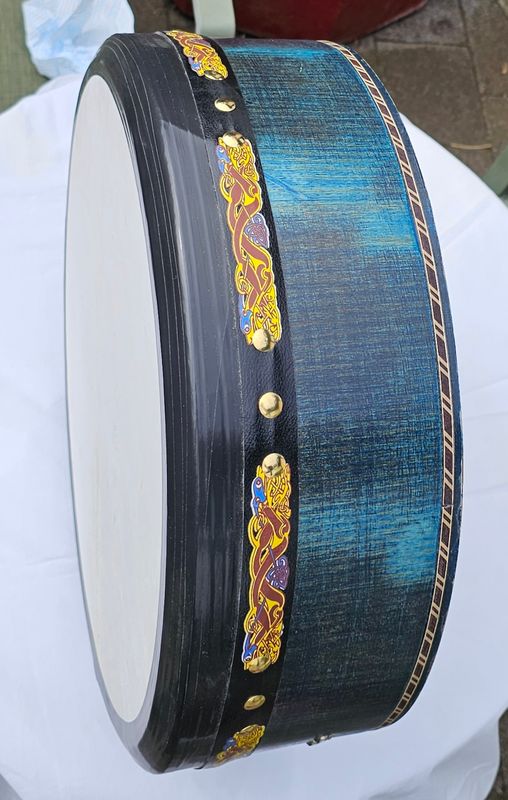 Aqua 15 inch blue hand tuneable bodhran Aqua 15 inch blue hand tuneable bodhran