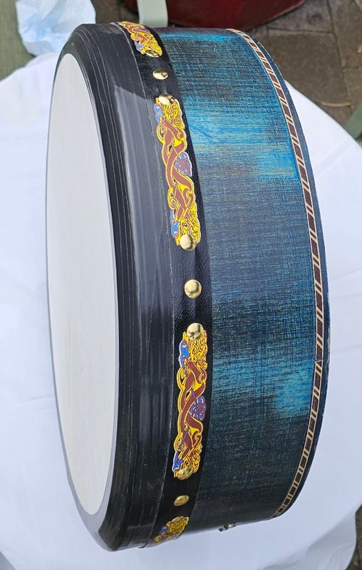 Aqua 15 inch blue hand tuneable bodhran