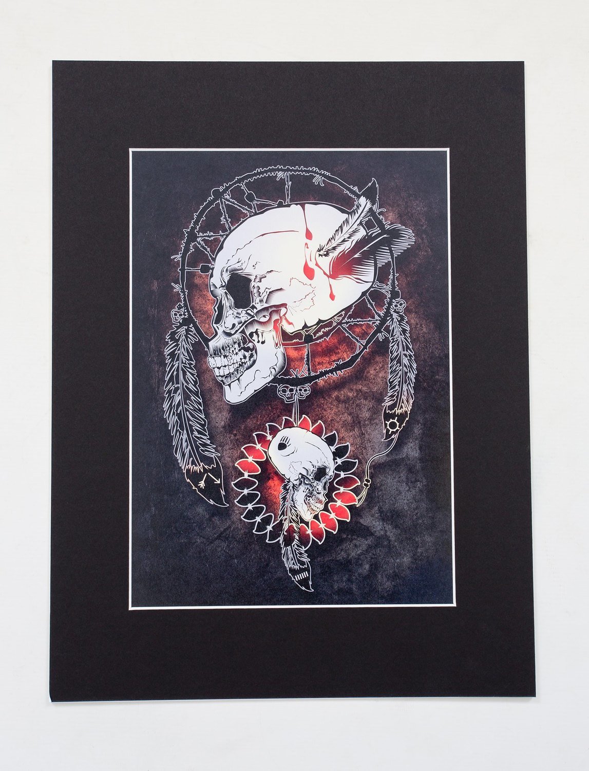 Skull Dream Catchers A4 Print (16x12&quot; mount)
