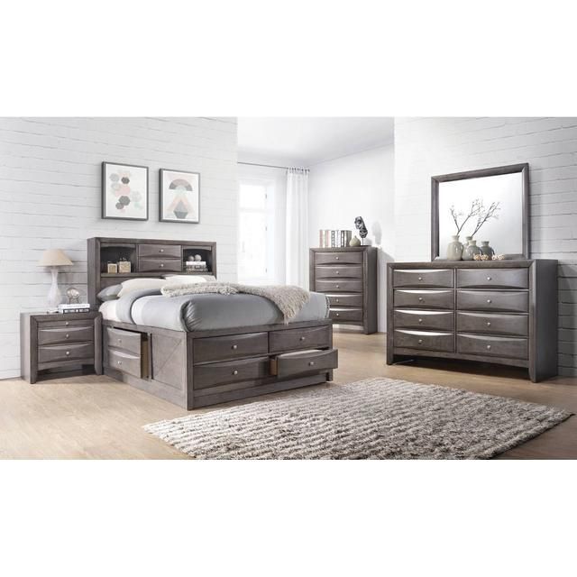 Emily Grey Queen Storage Bed, Dresser, Mirror Emily Grey Queen Storage Bed, Dresser, Mirror