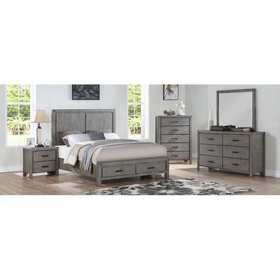 Copeland Gray Queen Storage Bed, Dresser, Mirror