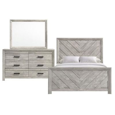Ellen White Queen Bed, Dreser, Mirror