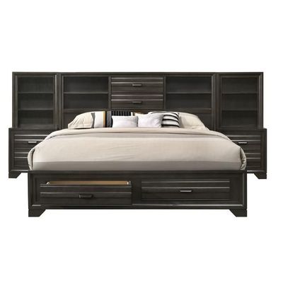 Antique Grey King Storage Wall Bed