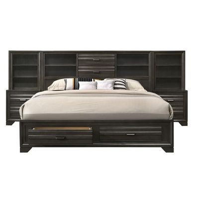 Antique Grey Queen Storage Wall Bed