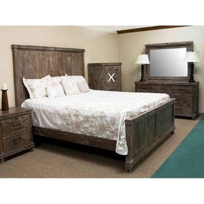 Industrial Barnwood Queen Bed, Dresser, Mirror