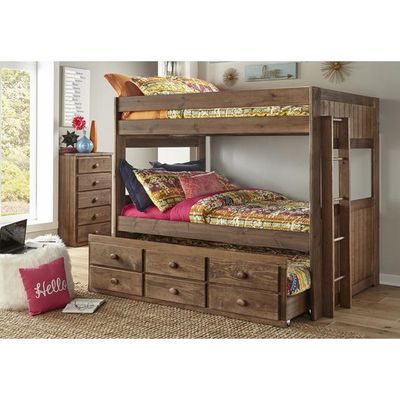 Chestnut Full/full Complete Bunkbed W/ Trundle
