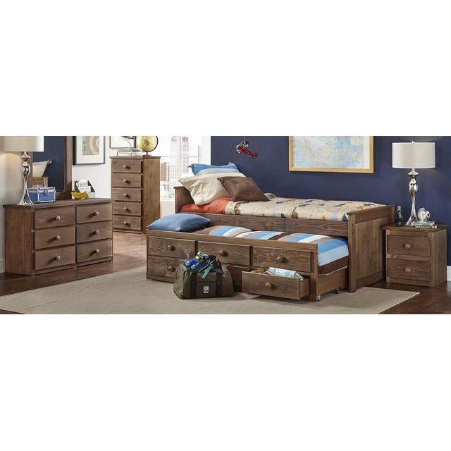 Chestnut Twin Captains Bed W/trundle