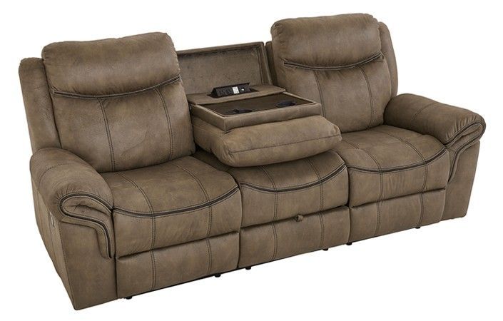 LV422096V MANUAL RECLINING SOFA WITH DDT AND DRAWER Knoxville Brown