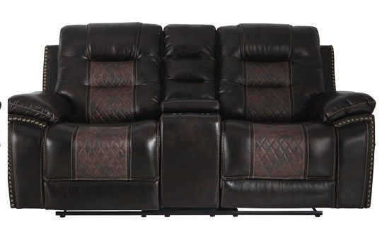 LV3002 Commander Brown Rec Gliding Loveseat Console LV3002 Commander Brown Rec Gliding Loveseat Console