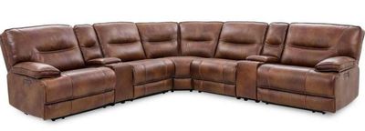 70048 Morocco Light Brown Leather Power Sectional