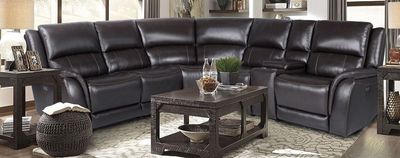 70629 Madras Expresso Leather Power Sectional