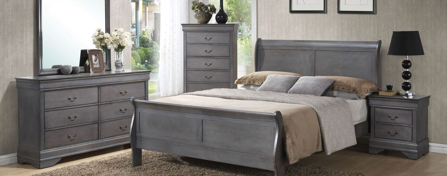Louis Philippe Grey Twin Bed C4935ATB