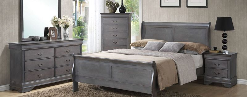 Louis Philippe Grey King Bed C4935AKB