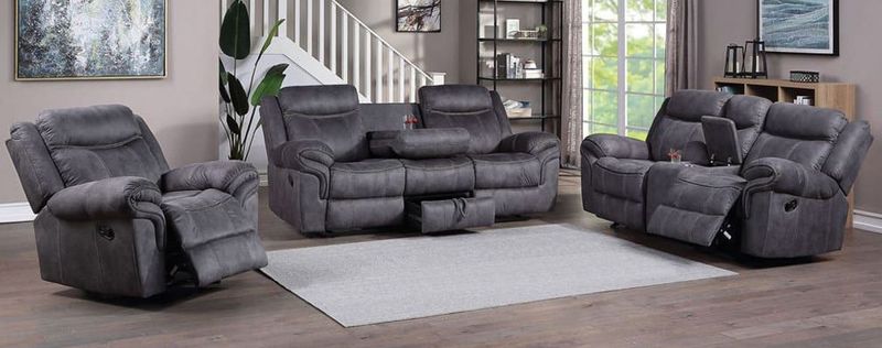 LV422296IV Knoxville Grey Manual Reclining Sofa