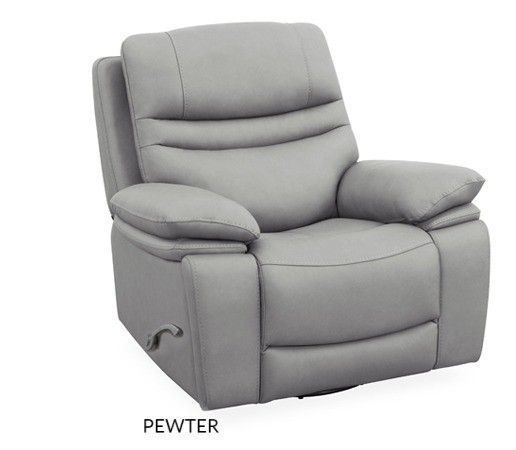 Swivel Recliner Leather Oslo Pewter