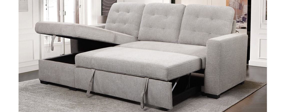 BL6680 Turlock Grey Media sleeper w/storage & USB