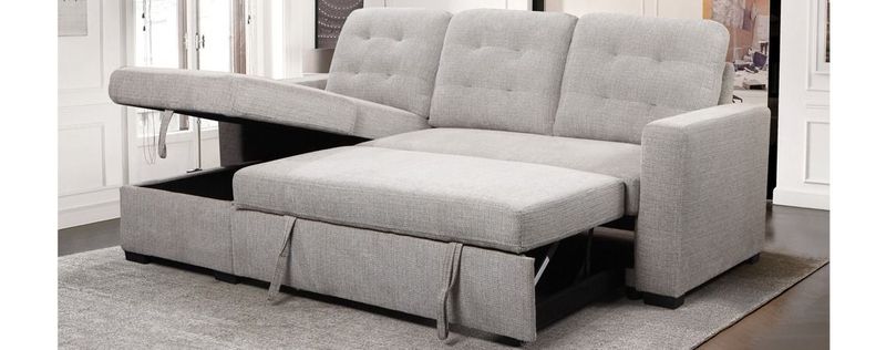 BL6680 Turlock Grey Media sleeper w/storage & USB