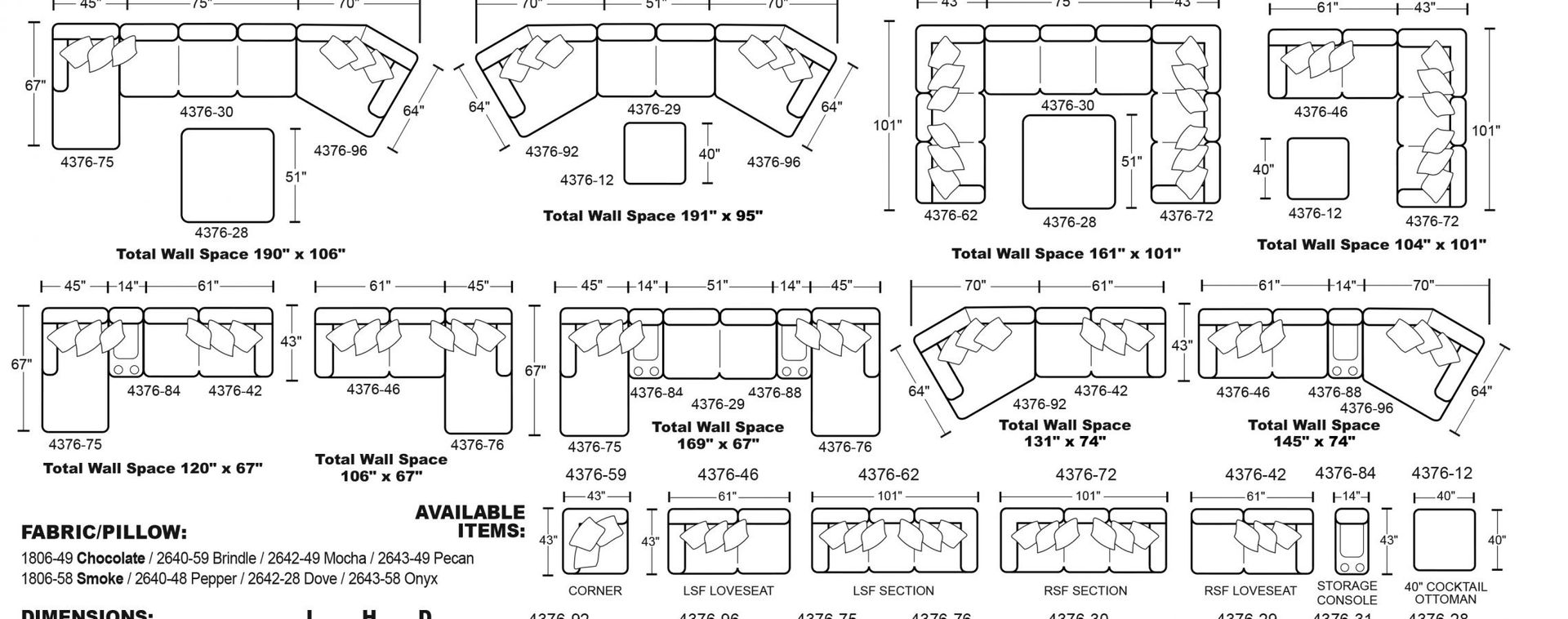 4376 Mammoth Smoke Modular LSF Loveseat