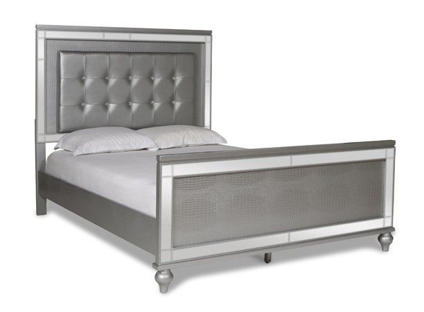 BA9698S-QB Queen Lighted Bed Valentino Silver