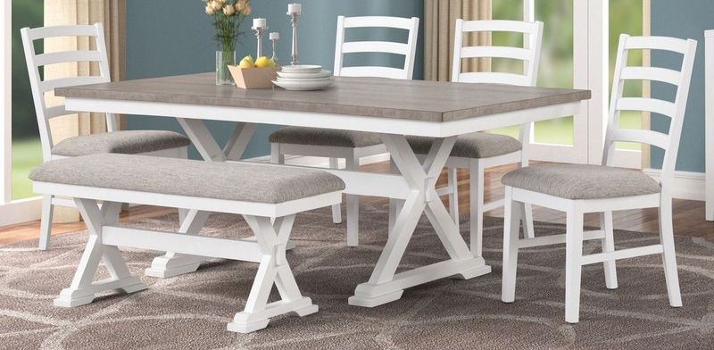 C8675D Brookside Dining 6PC DINING TABLE, 4 CHAIRS, & BENCH