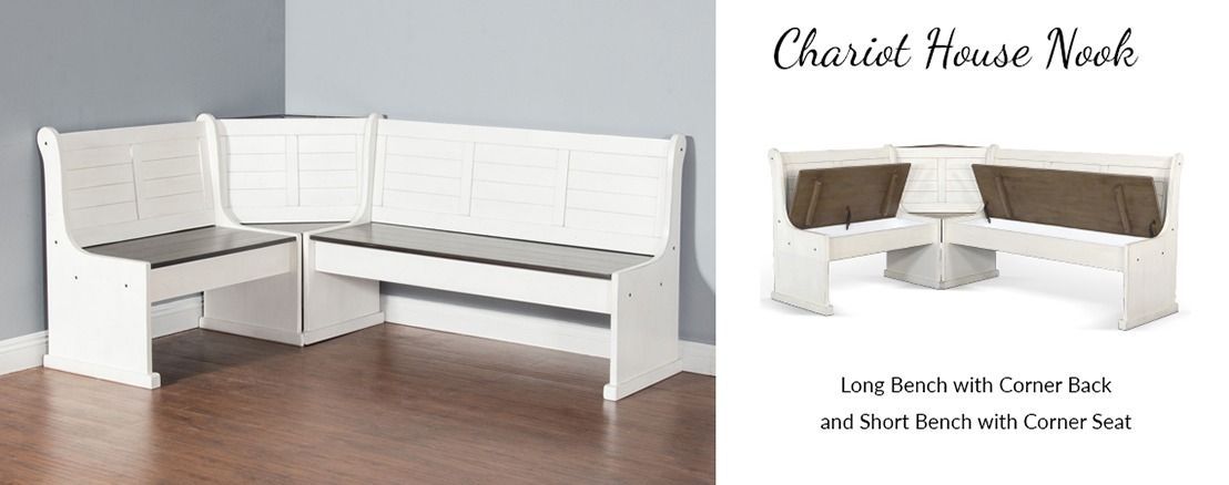 0113EC Chariot House Dining 0113EC-BL-CH Short Bench and Corner Seat 37″ X 20″ X 36″