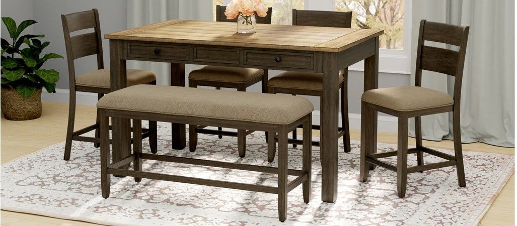 5082 Sarasota Espresso Pub 5082-PUB-6PC 6PC Dining Table, 4 Chairs & Bench