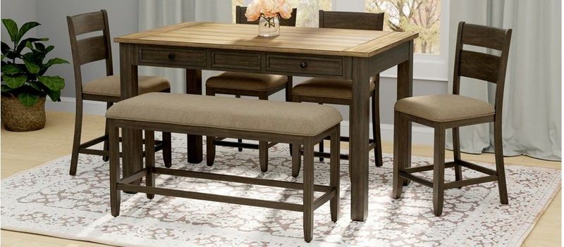 5082 Sarasota Espresso Pub 5082-PUB-6PC 6PC Dining Table, 4 Chairs & Bench