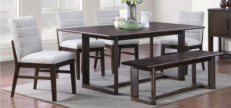 1169 Portofino Brown 7PC DINING TABLE & 6 CHAIRS