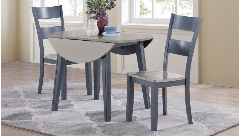 8210 Grey / Graphite Drop Leaf Dining Drop Leaf Table & 2 Chairs