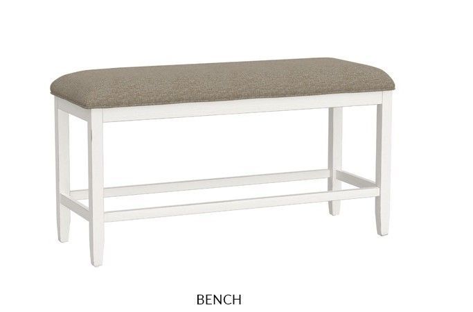5088 Sarasota White/Brown Pub UPH Pub Height Bench  46.5” x 16.5” x 24.5”