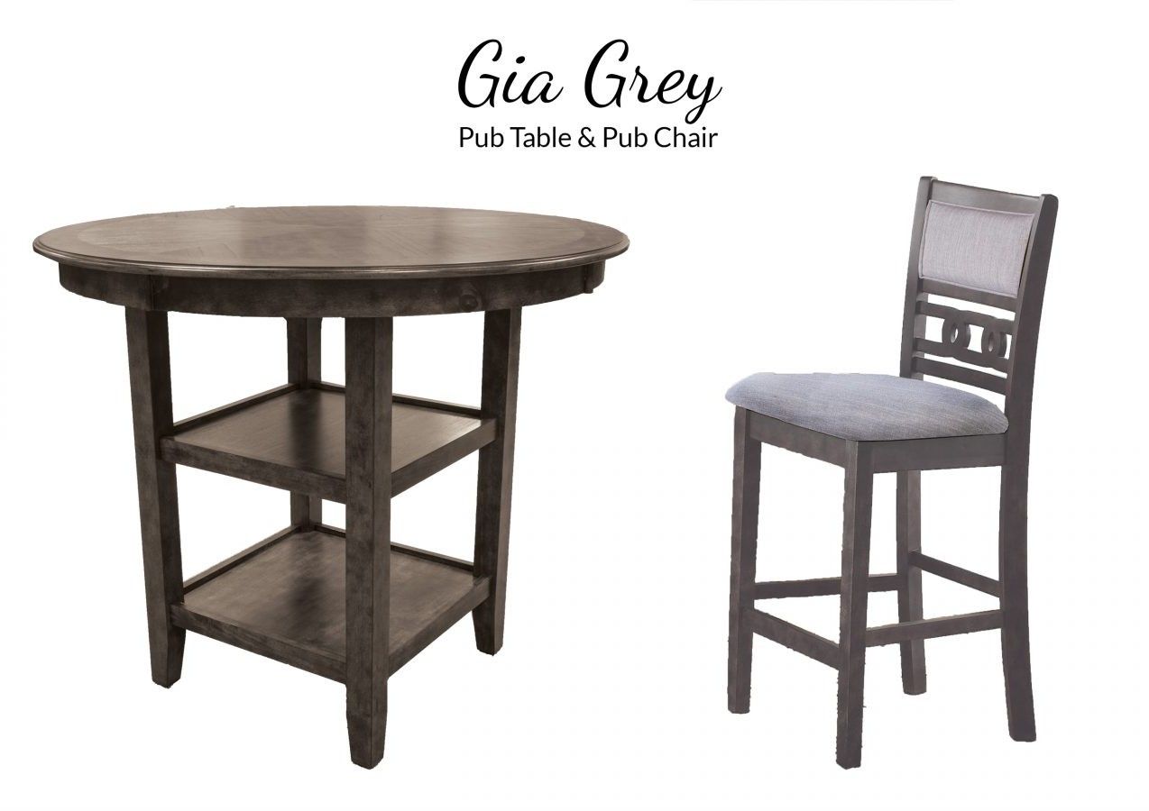 D1701 Gia Grey Pub D1701-52S-GRY Table & 4 Chairs