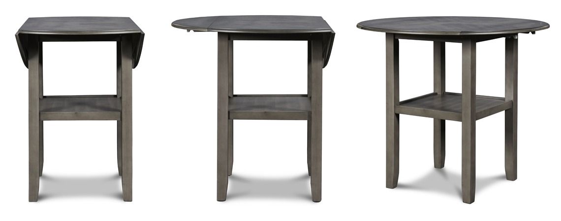 D1701 Gia Grey Drop Leaf Pub D1701-42S-GRY Drop Leaf Table & 2 Chairs