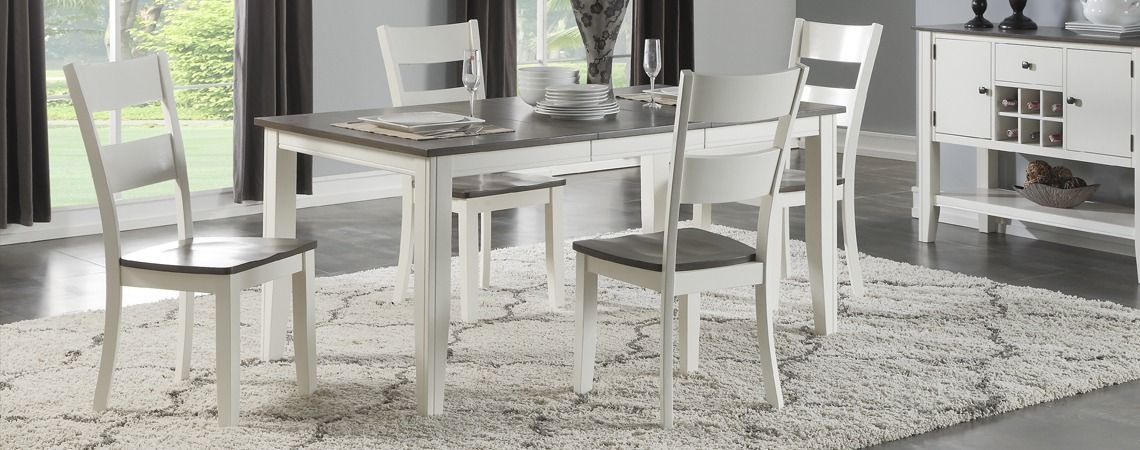 Grey and White Dining Table and 4 Chairs