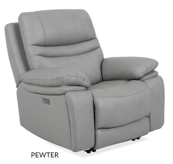 Oslo Pewter Leather Power Wallhugger Recliner