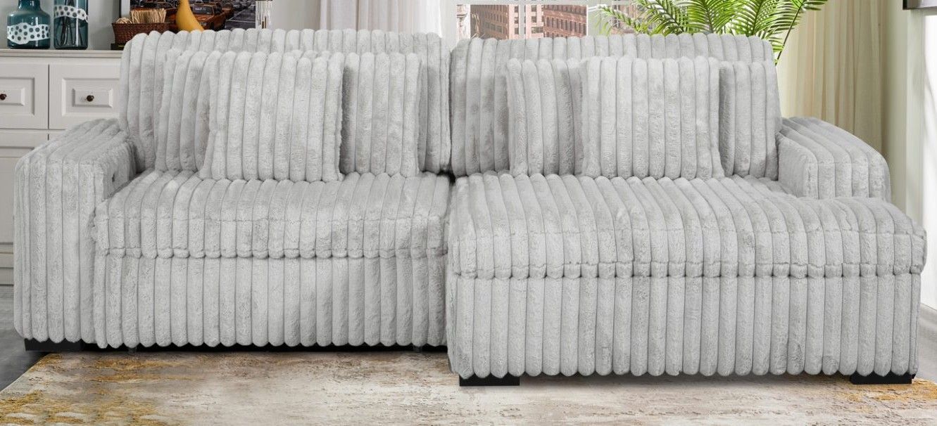 80386 Presley Fog 2PC POWER SLIDER CHAISE SECTIONAL 108” X 62”