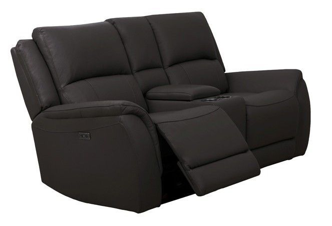 Madras Espresso Power Reclining Loveseat with Console
