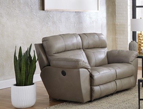 Costa Putty Leather Power Reclining Loveseat