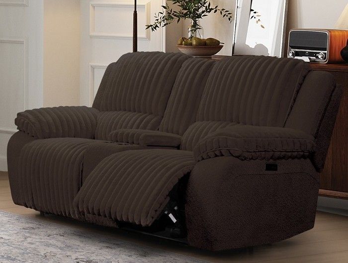 Mondo Chocolate PX2204-02-MC Power Reclining Loveseat Console and USB