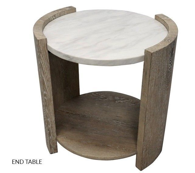 HY002 Rainier White/Brown End Table