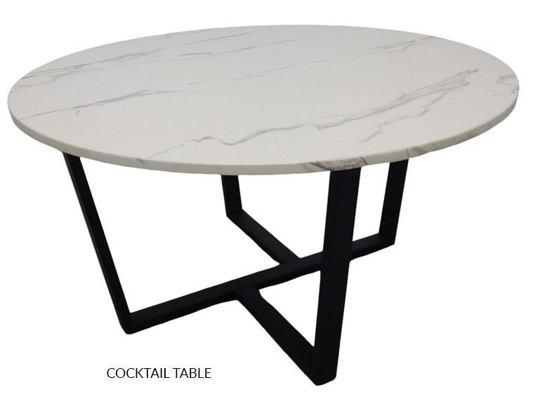 FUJI Fuji White Marble with Black Legs FUJI-10-C Cocktail Table