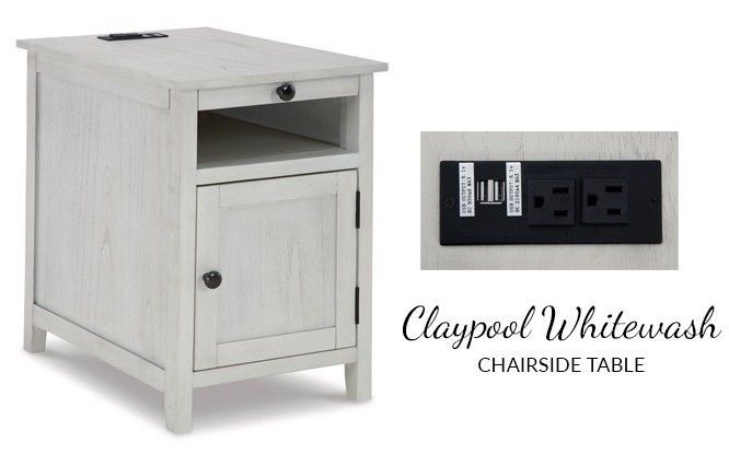 T300 Claypool CHAIRSIDE TABLE WHITEWASH