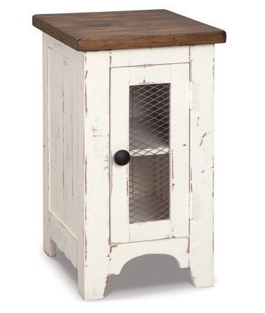 T459 Westfield Whitewash CHAIRSIDE TABLE