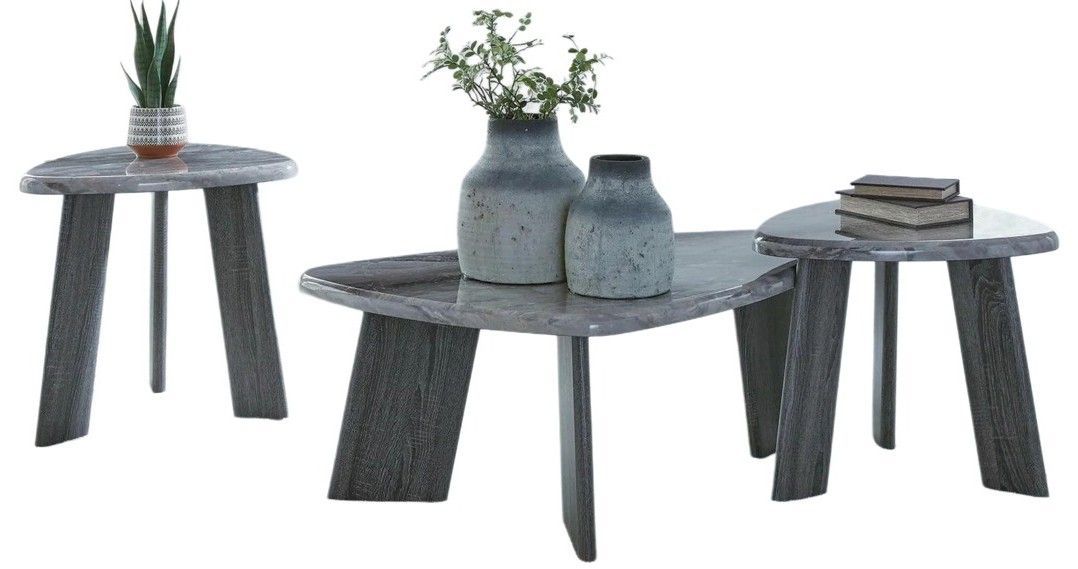 8390 Gibson Grey/Black Coffee Table and Two End Tables