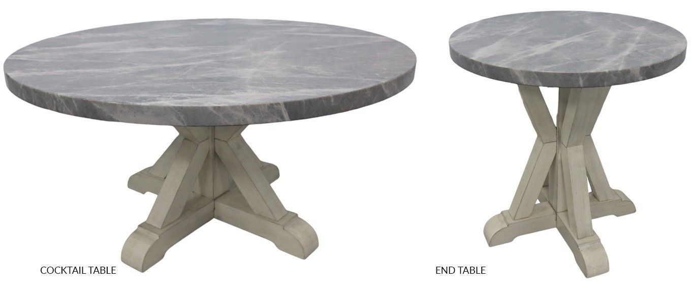 RT21161 Whitney White/Grey 3 PACK (COCKTAIL TABLE & TWO END TABLES)