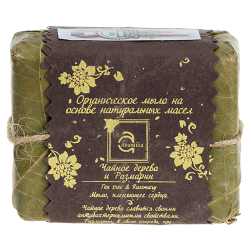Органическое мыло на основе натуральных масел Чайное дерево и Розмарин Avantika Tea Tree & Rosemary