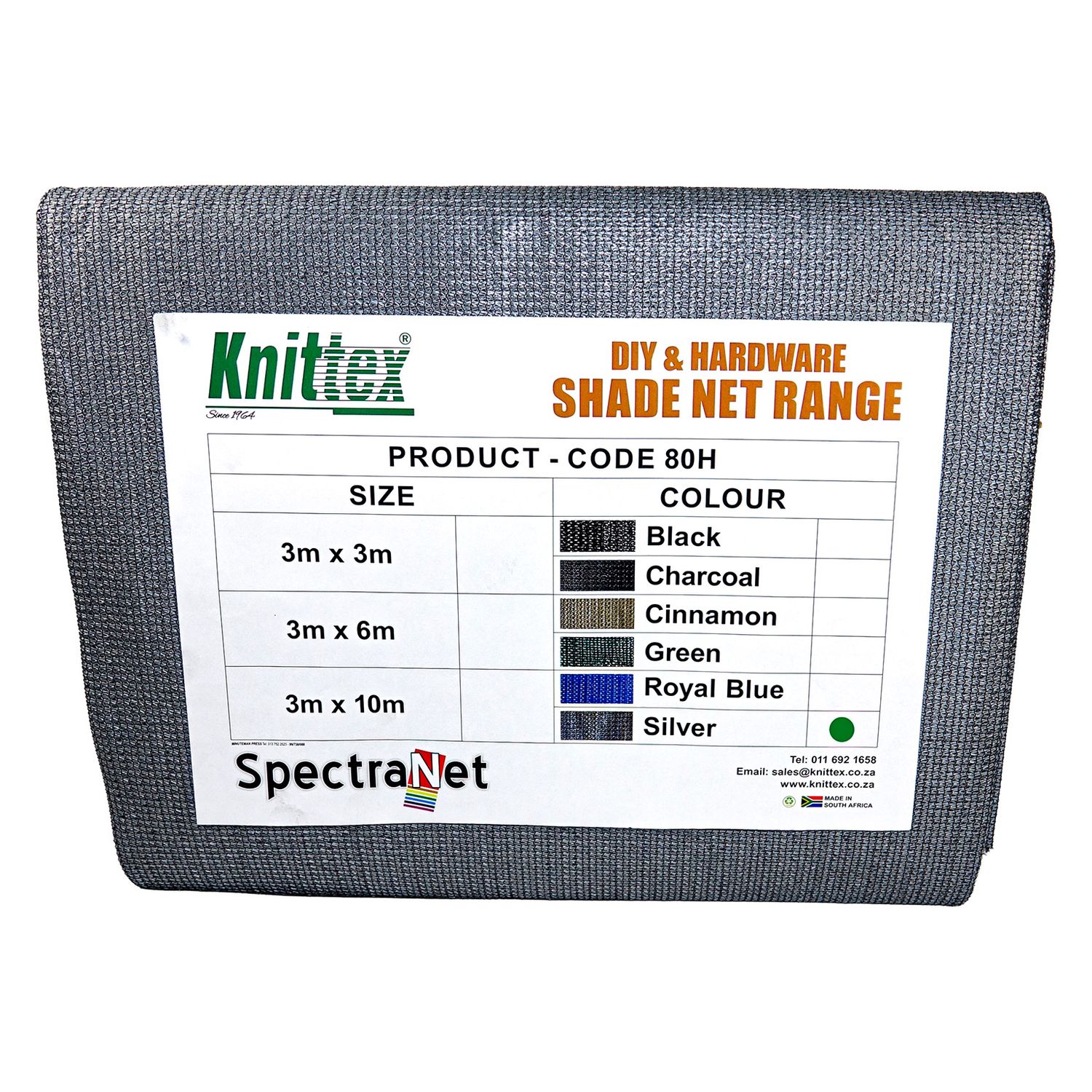 Knittex H-Range DIY Shade Net Code 80 H Silver – 3m x 6m (Pre-Pack)