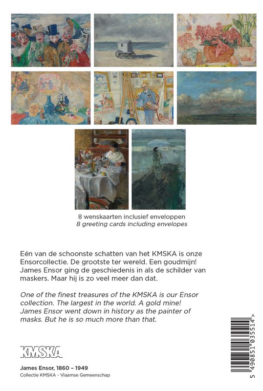 Folder with 8 greeting cards + envelopes  - James Ensor
