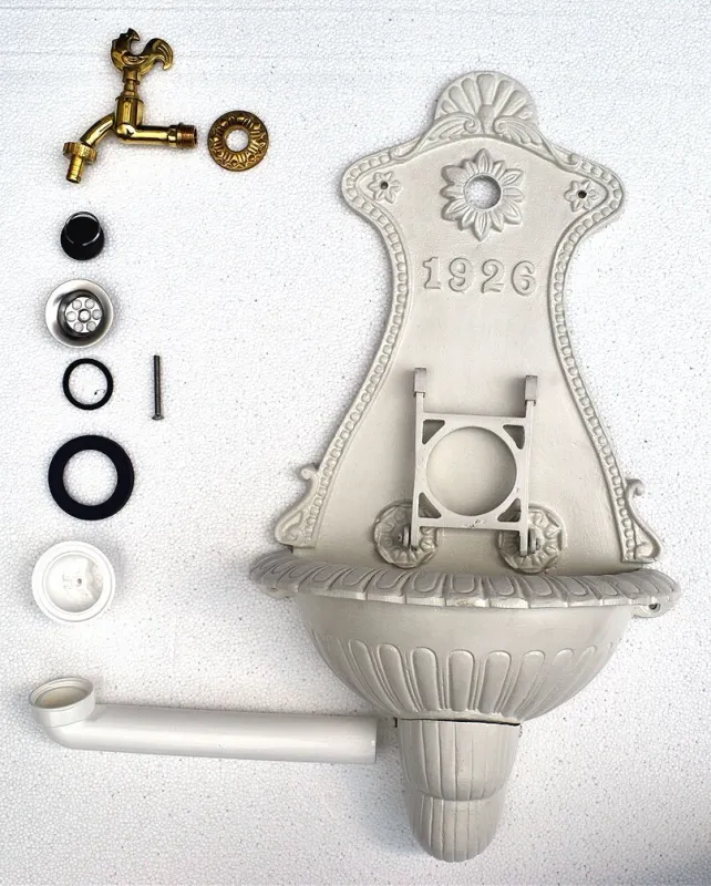 Aluminium Bassena Garten Wand Brunnen Blumen Ampel Wandbrunnen m. Kran MG8/FF-W